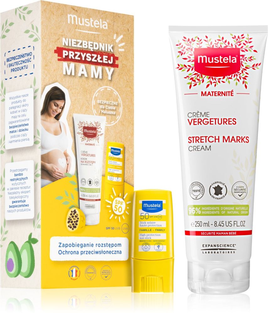 Mustela body cream for stretch marks 250 мл + stick for tanning 9 мл Sun Mommy