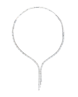 Колье галстук, россыпь цирконов, серебро