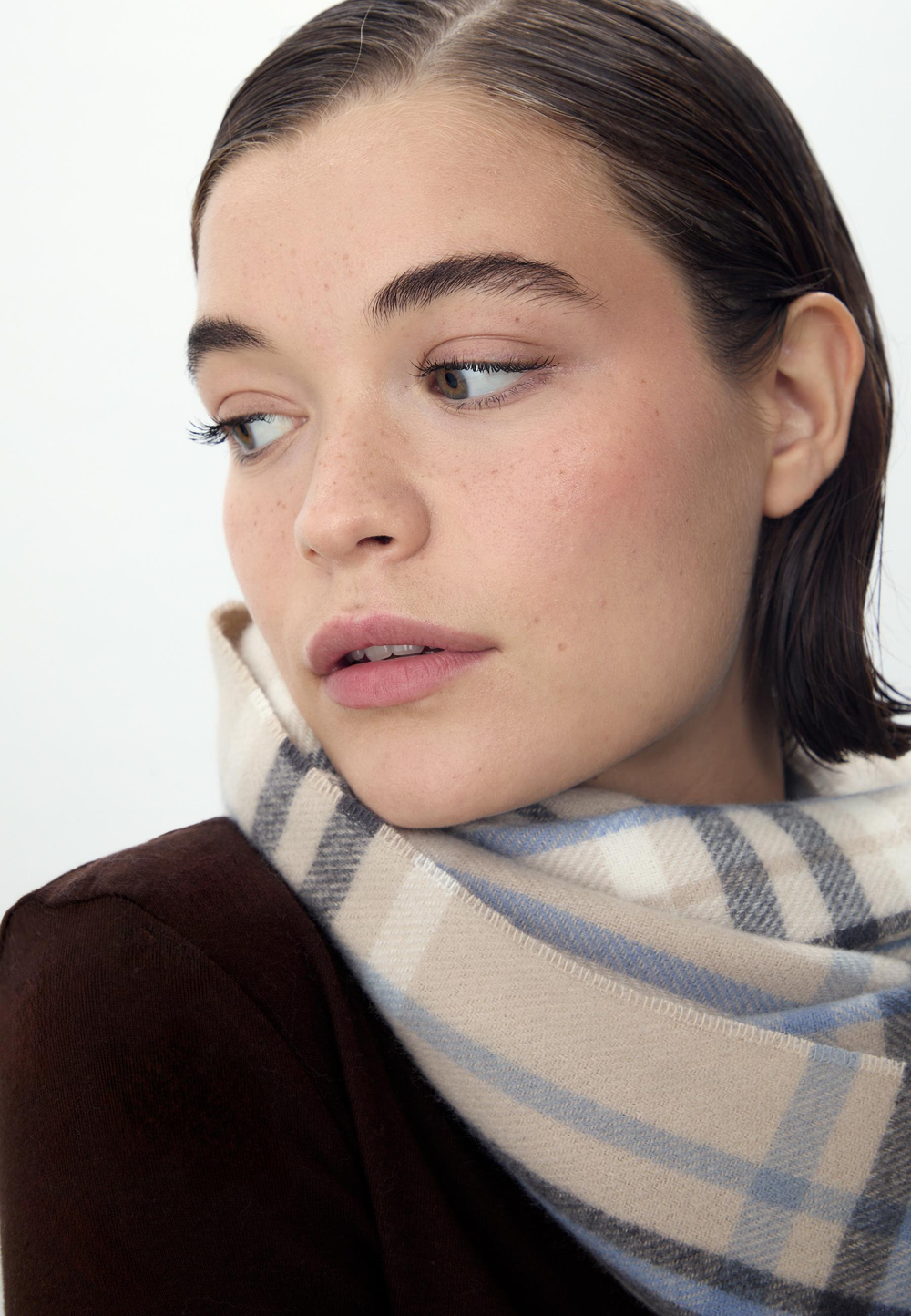 STRADIVARIUS Клетчатый шарф, бежевый