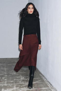 ZARA ЮБКА АСИММЕТРИЧНОГО КРОЯ — ZW COLLECTION, БУРГУНДИ