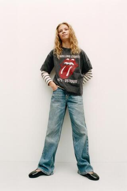ZARA ФУТБОЛКА С ПРИНТОМ ROLLING STONES ©, АНТРАЦИТОВО-СЕРЫЙ
