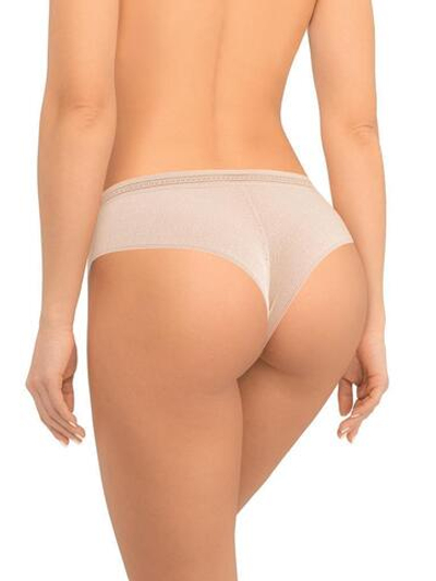 Трусики-бразилиана из кружева с сетчатой структурой (Размер: XL) (Цвет: бежевый)