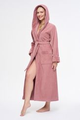 Халат махровый с капюшоном 3879 пудра