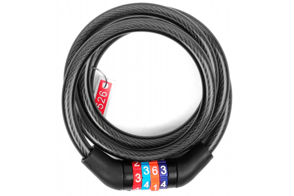 Замок вел.кодовый - 8*1000мм, черный тросик, Vinca Sport  VS 8303 black polybag
