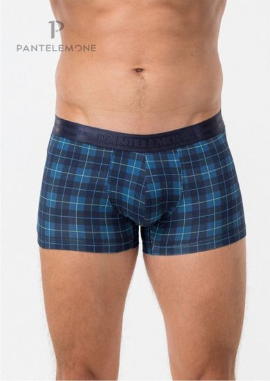 Трусы мужские боксеры Pantelemone PMH-1504, клетка темно-синяя/деним