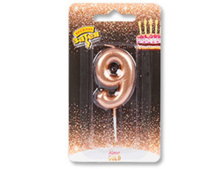 Свеча -цифра "9" Розовое золото 4,5см/V