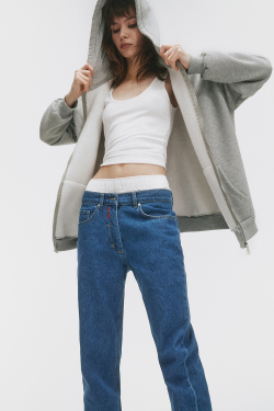 Джинсы женские прямые синего цвета Woman Jeans Straight Dark Blue