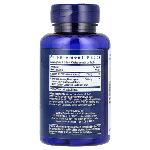Life Extension, бромелаин со специальной оболочкой, 60 вегетарианских таблеток, покрытых кишечнорастворимой оболочкой