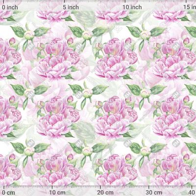 Пионы на белом фоне, бесшовный паттерн by Клюенкова Елена 536 DPI