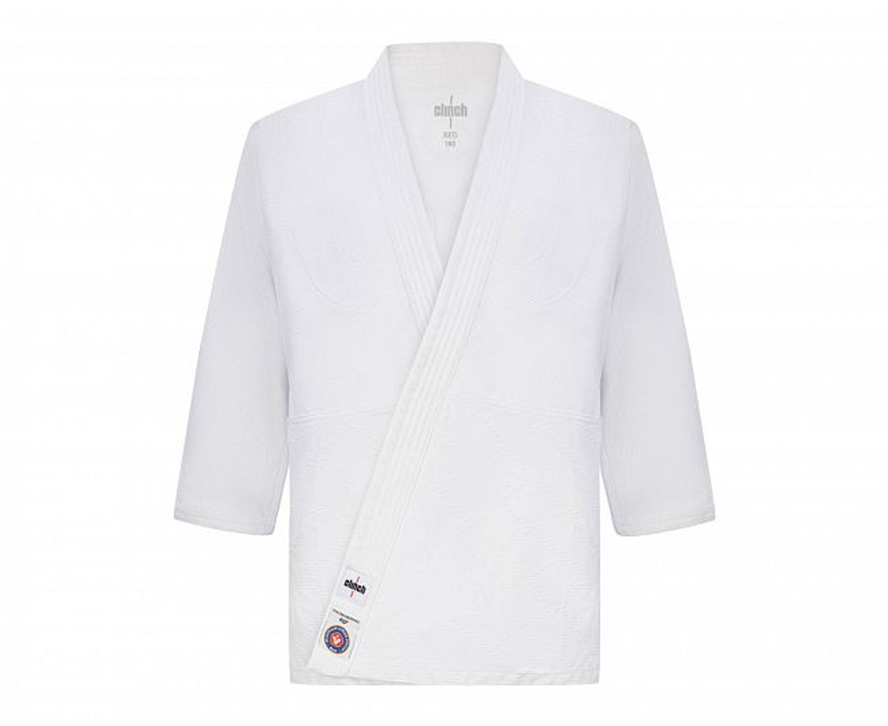 C555 Кимоно для дзюдо подростковое Clinch Judo Red FDR белое