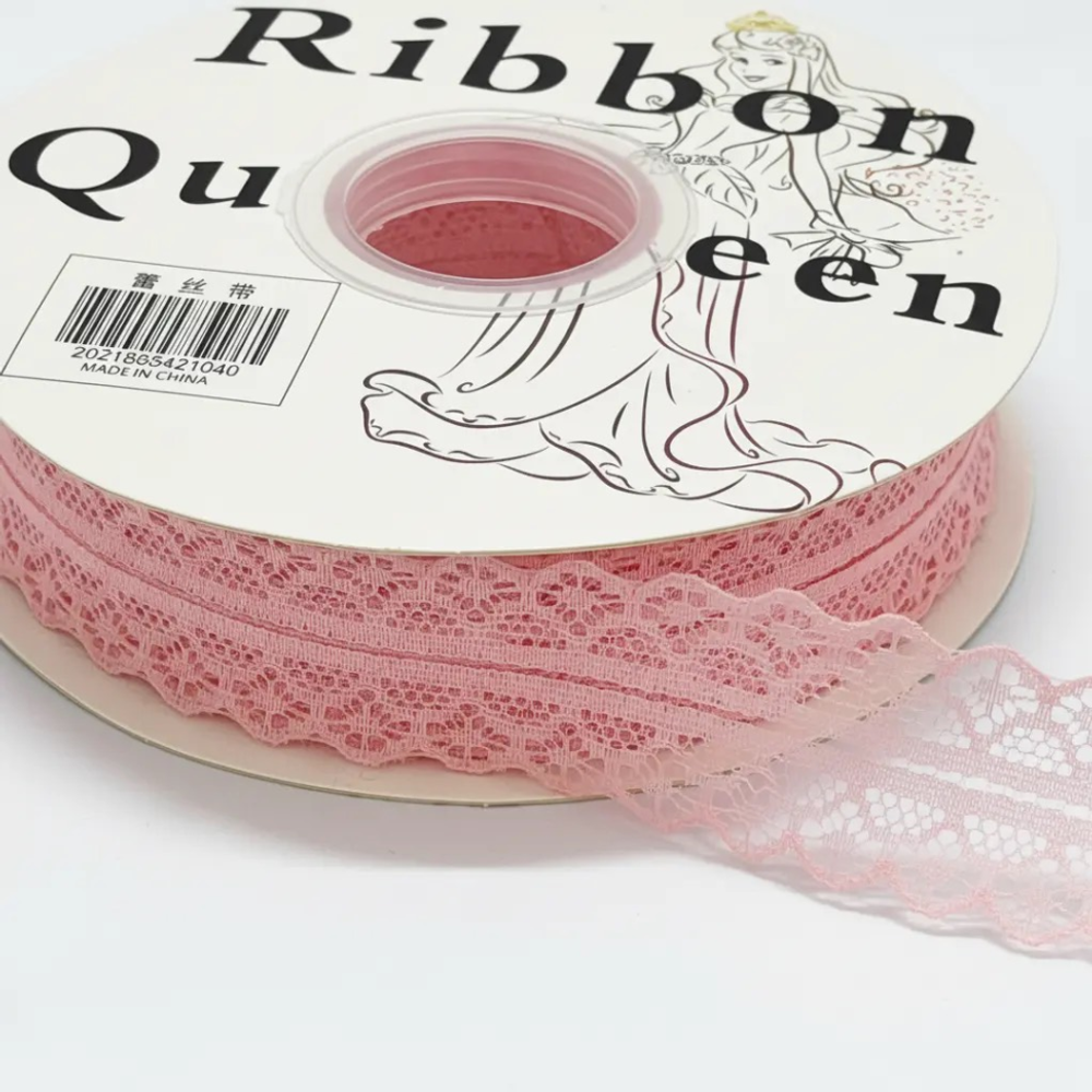Лента Декоротивная 3см х 55м "Тонкое Кружево" (Розовый)