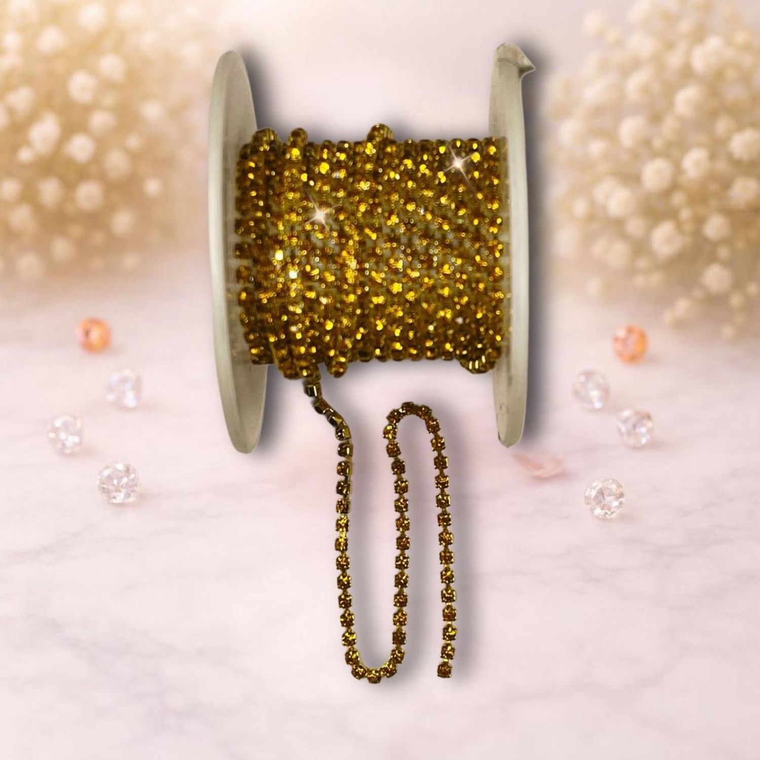 стразовая лента 2,5мм ,ж.золото  (1м)