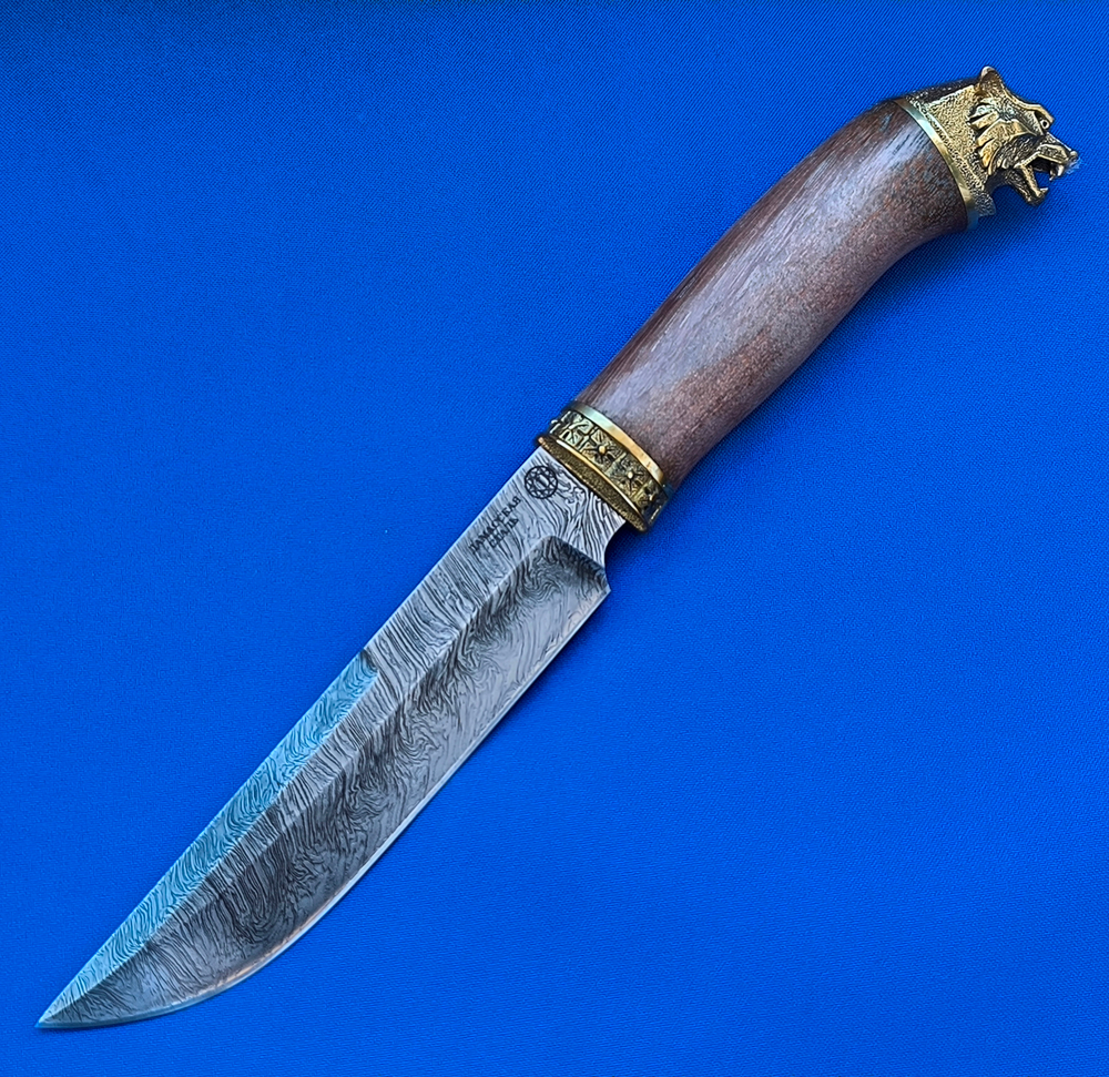 Нож Кадет Дамаск, латунное литьё (Ворсма)