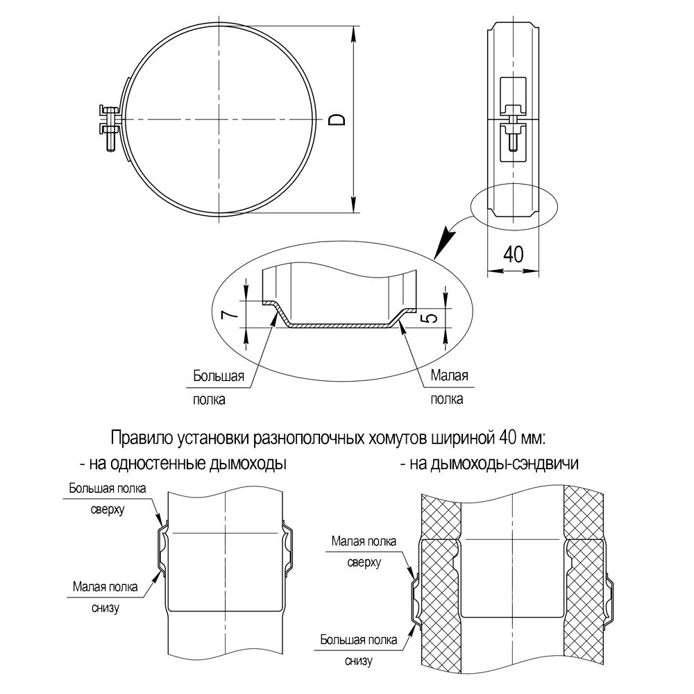 Хомут обжимной (430/0,5 мм) Ф150