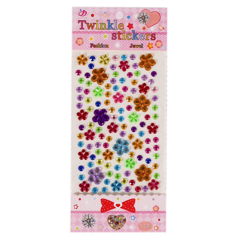 Наклейки-стразы Alingar, акриловые, "Яркие цветочки", стразы-цветочки, крупные и средние, пакет с европодвесом