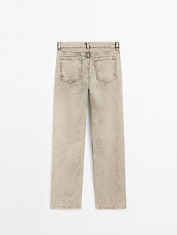 Massimo Dutti Джинсы прямого кроя из смесового хлопка со средней посадкой, зеленый