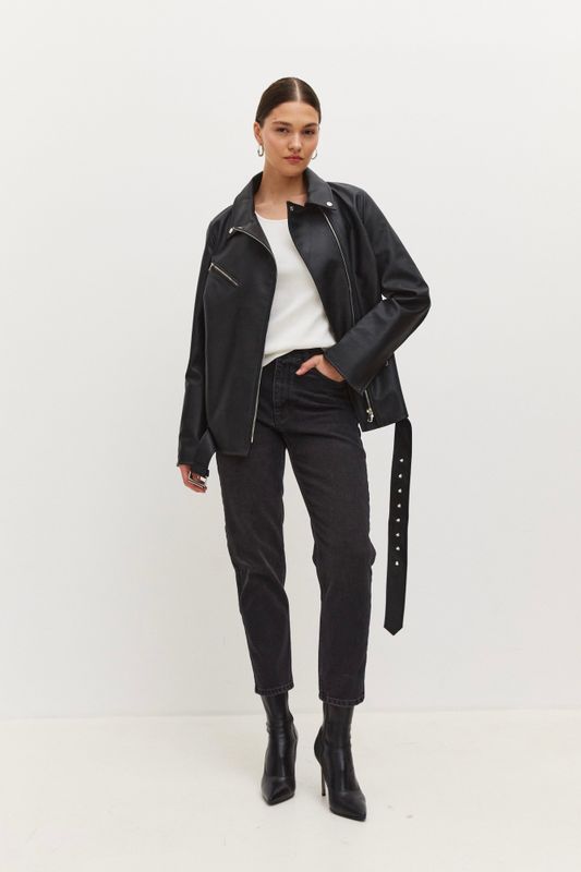 Куртка из экокожи, черный