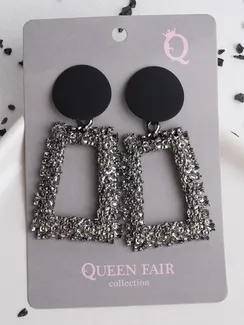 Серьги металл "Эстетика" трапеция, цвет чёрно-серый