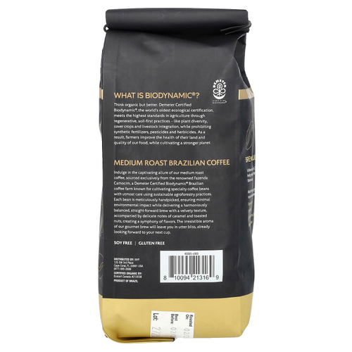 Dr. Mercola, Solspring®, Biodynamic®, органический бразильский кофе, цельные зерна, средняя обжарка, 340 г (12 унций)