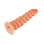 Телесный фаллоимитатор винтовой формы на присоске - 18,5 см. (Цвет: телесный)