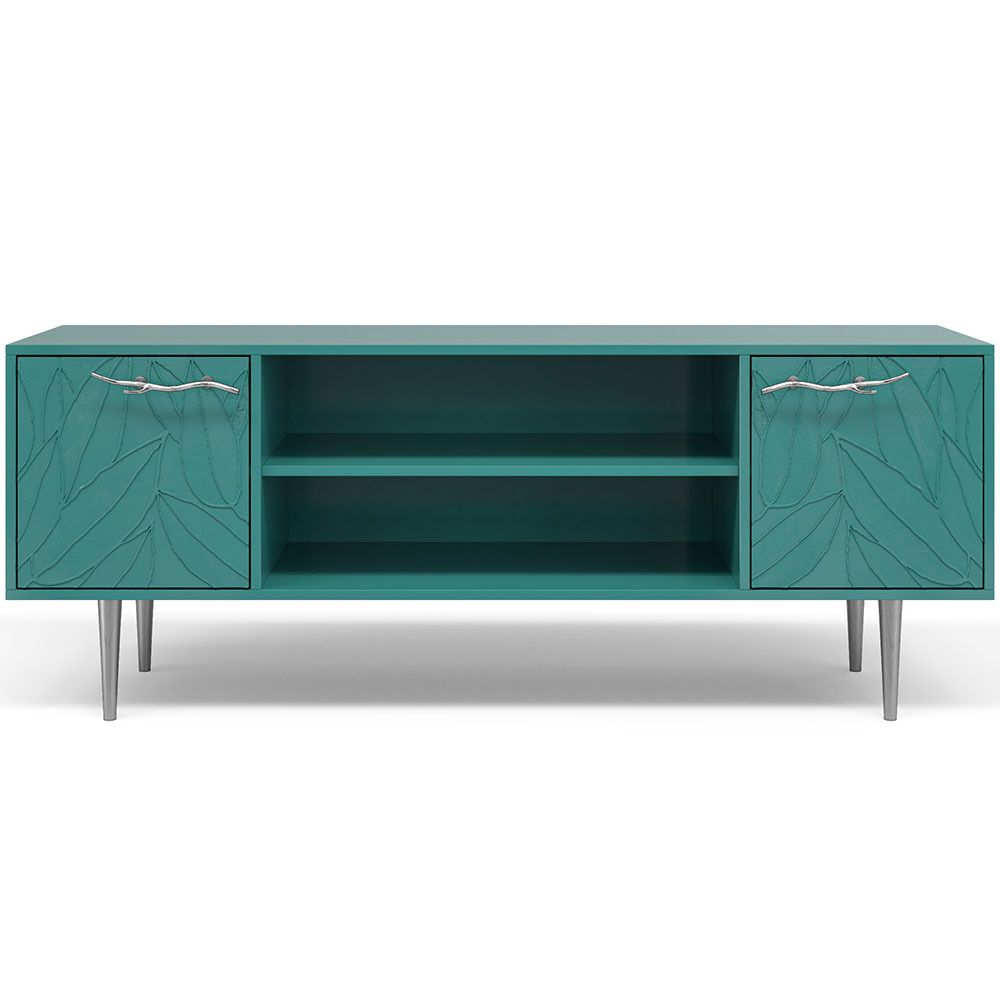 Тумба под ТВ Арт Колор leaves 155см Стайл Сильвер Пастельно-синий