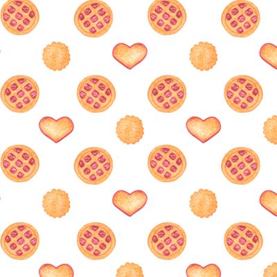 Печенье в виде сердца с джемом и крекерами