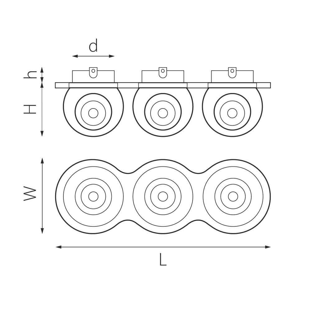 i637727272 Светильник INTERO LED 9W*3 850LM*3 24G ЧЕРНЫЙ 3000K (217637+217072+217072+217072)