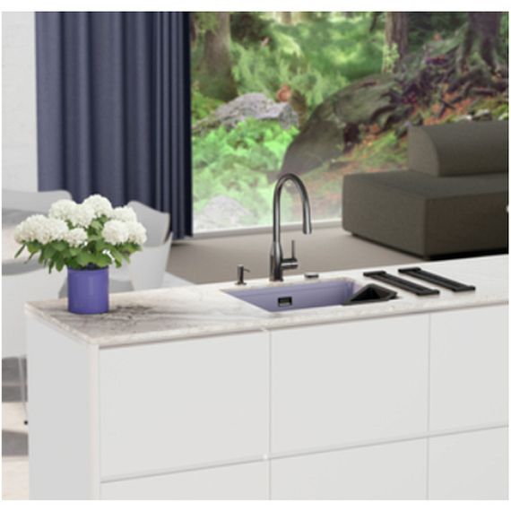 Смеситель Schock Kavus-D, Cristalite, выдвижной излив сталь/саббиа