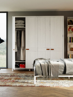 Шкаф для одежды, 197х59х211, Мадейра, распашной, в прихожую, из массива сосны, белый, Dipriz