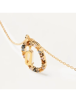 Колье Буква Q серебро 925 пробы покрытое золотом