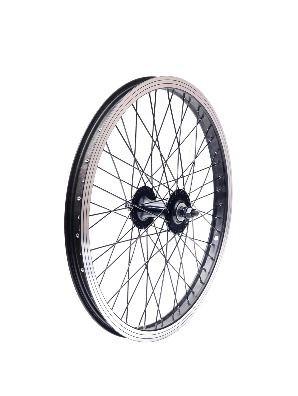Колесо переднее 20" TRIX BMX алюминий двойной обод черный, втулка: алюминий 48 отверстий гайка черный, спица черная