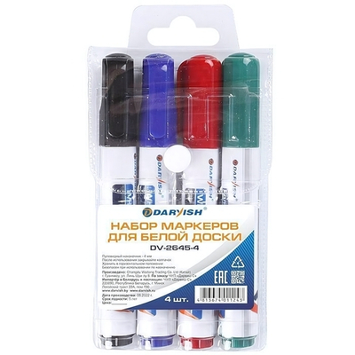 Набор маркеров для белой доски 4шт. 4мм. (Darvish)