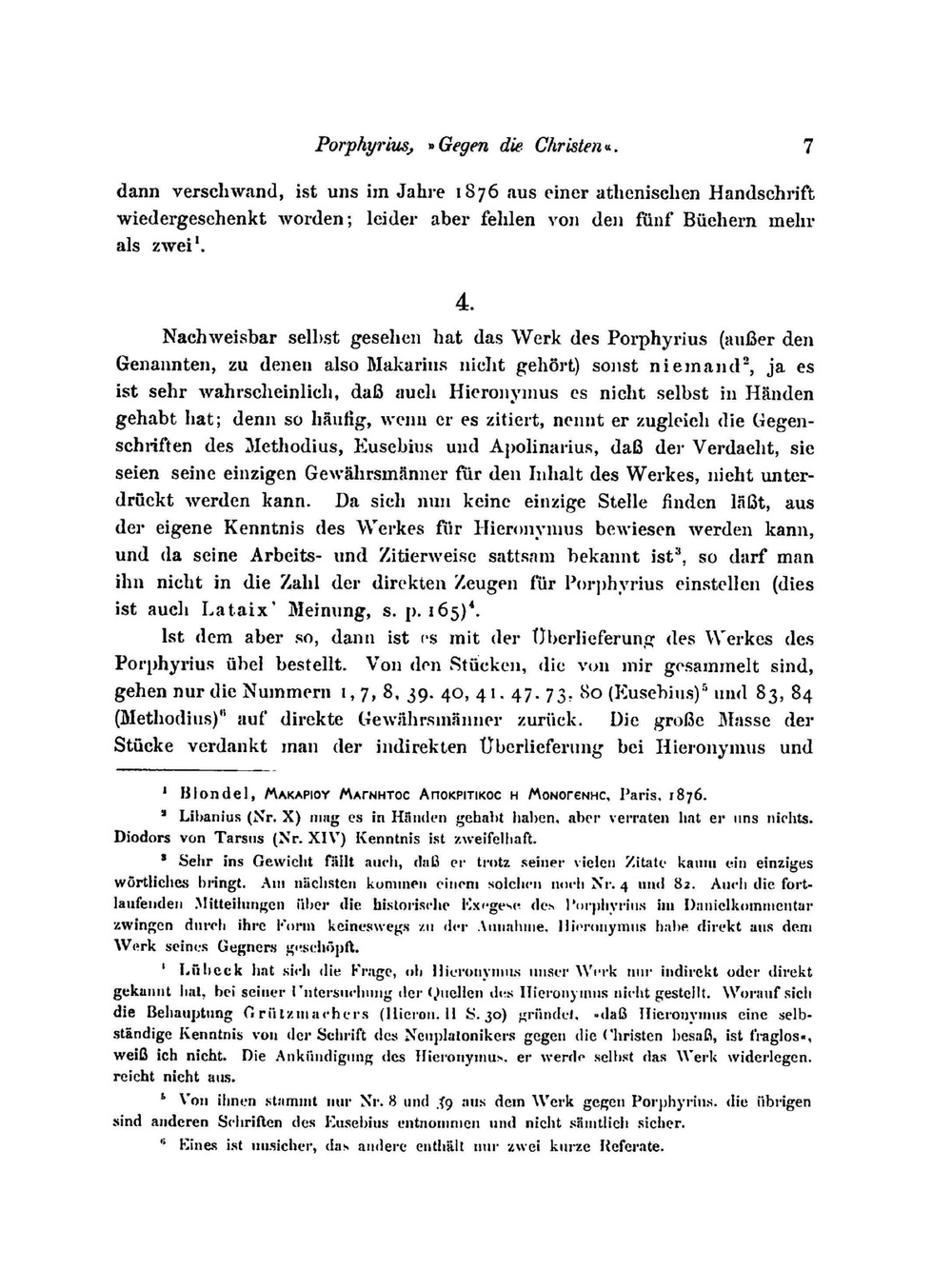 Porphyrius - Gegen die Christen | A.von Harnack