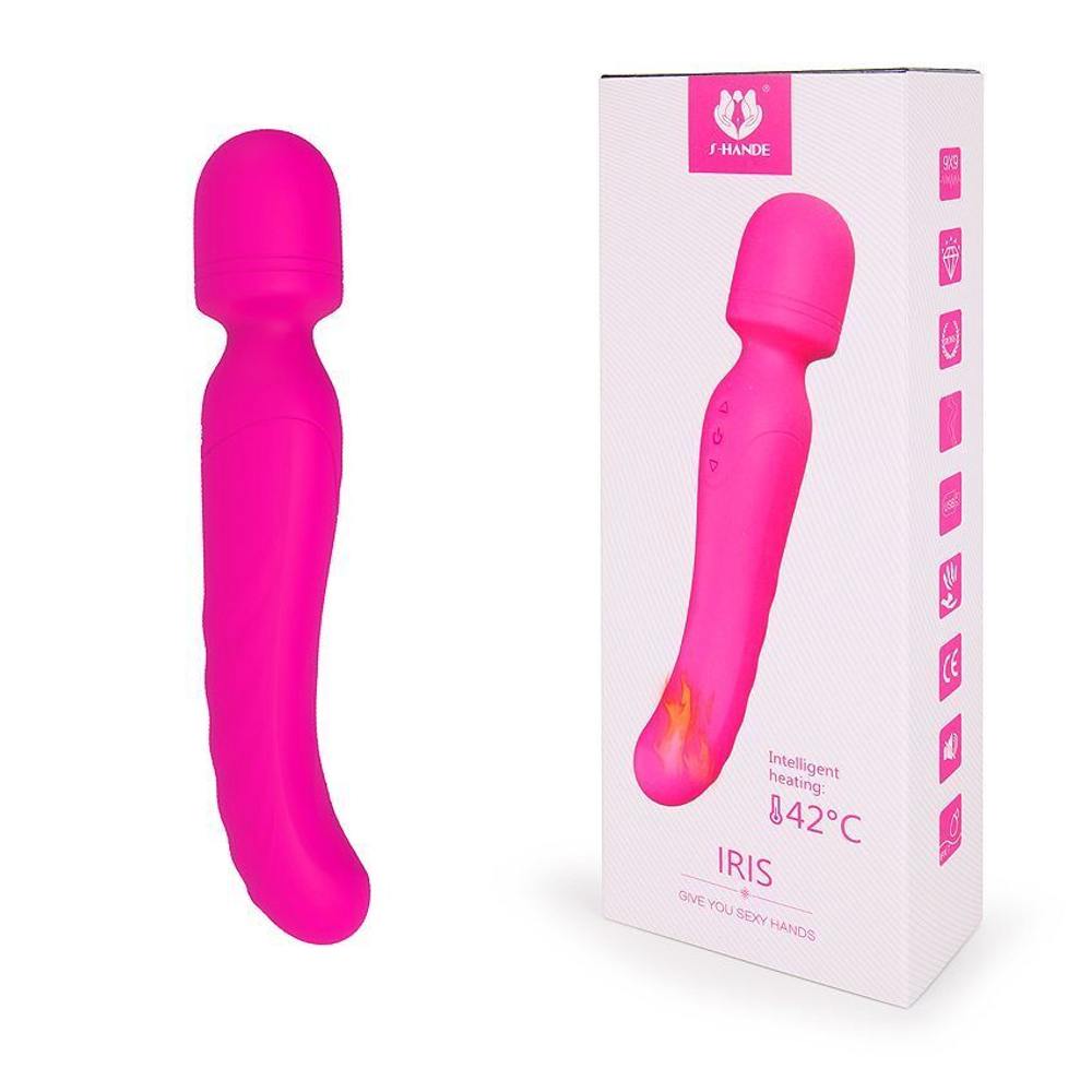 Ярко-розовый двусторонний вибратор IRIS с нагревом (Цвет: ярко-розовый)