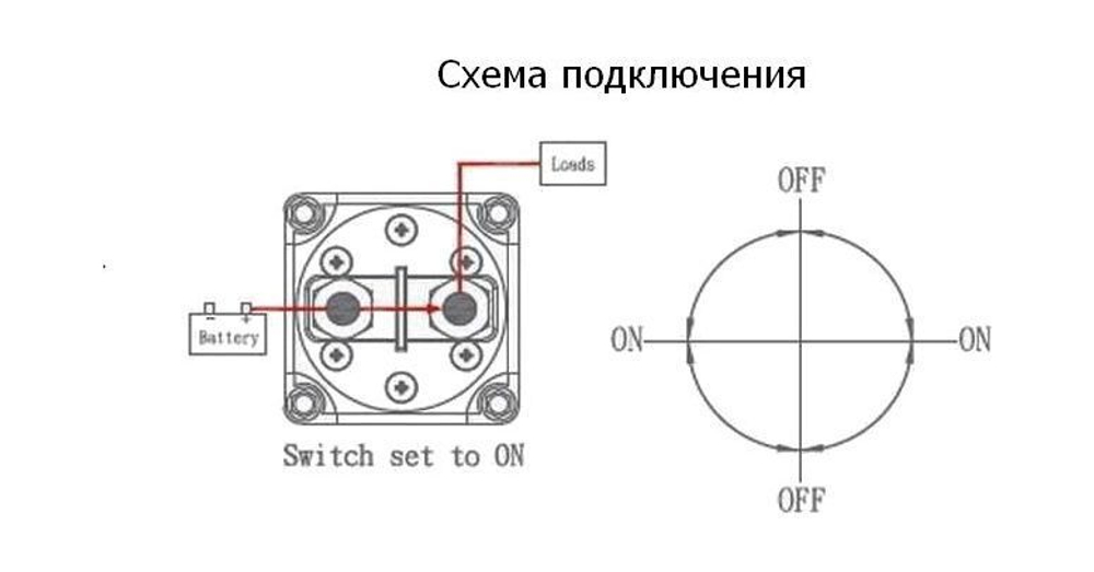 Выключатель массы-ключ "OFF-ON" (1 АКБ) 300А