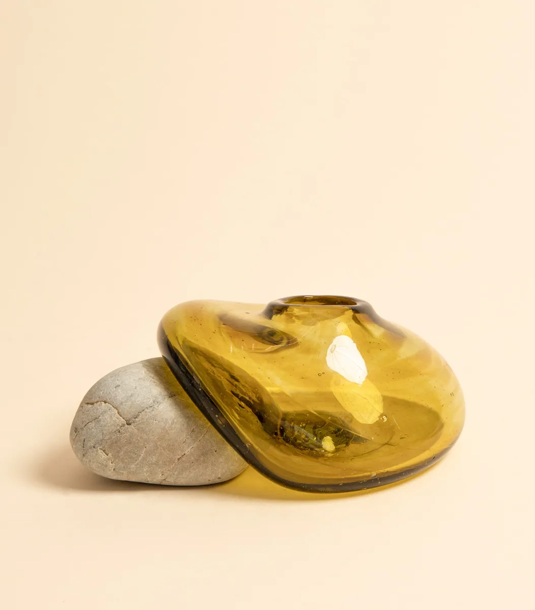 Ваза - DROP янтарь, M | Repin Glass
