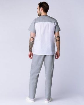 Костюм мужской "Стоматолог" (серый/белый)