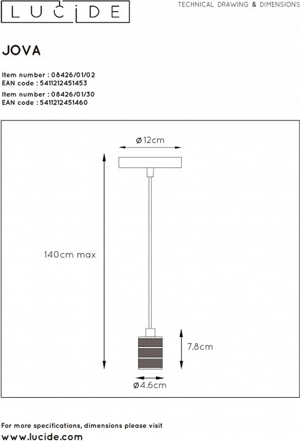 Подвесной светильник Lucide Jova 08426/01/02