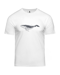 Футболка Пятидесятидвухгерцевый кит классическая белая с серым рисунком
