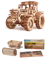 Деревянный конструктор, сборная модель Wood Trick Трактор c прицепами
