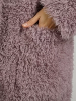 Шуба из овечьей шерсти чебурашка тедди, сиреневый, SilverFox