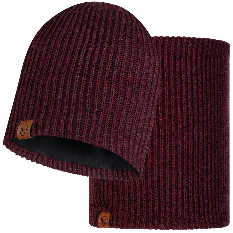 Комплект вязаный шапка-шарф Buff Knitted Polar 	Lyne Maroon Фото 1