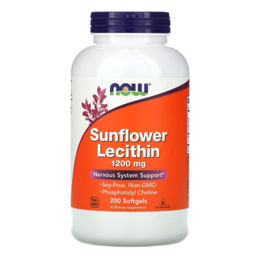 NOW Sunflower Lecithin 1200 мг 200 желатиновых капсул