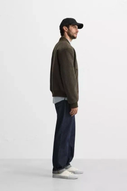 ZARA КОМБИНИРОВАННАЯ КУРТКА-БОМБЕР, СЕРО-КОРИЧНЕВЫЙ