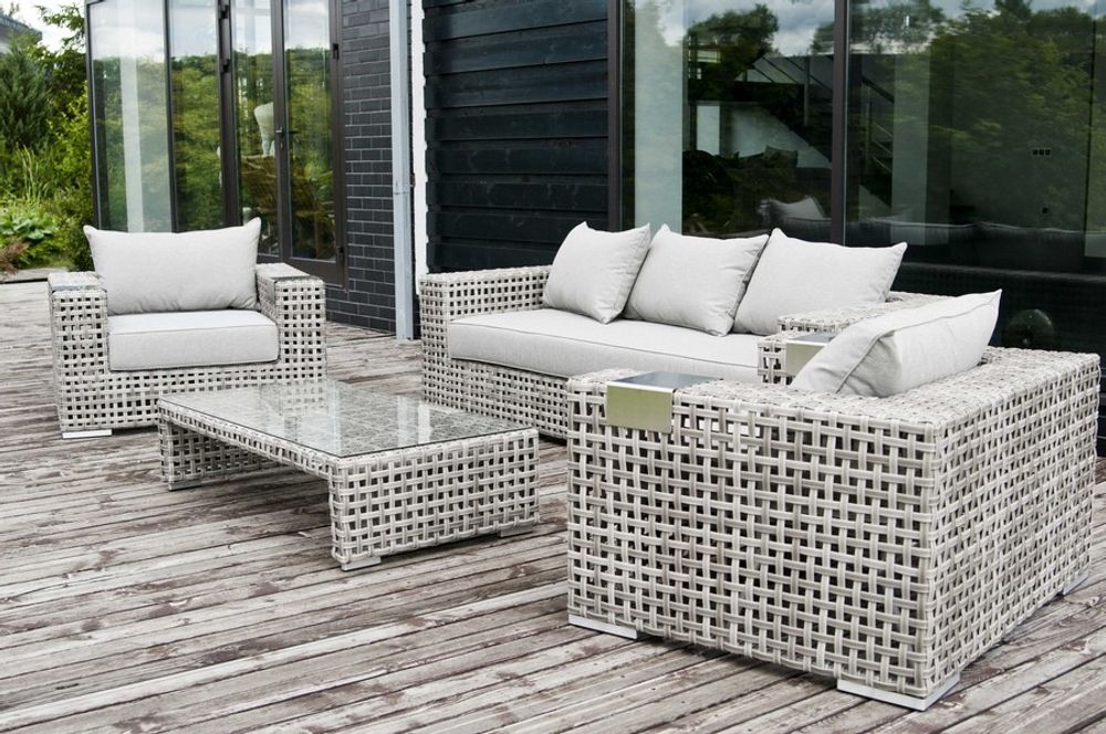 "Тито" лаунж-зона из искусственного ротанга, цвет серый