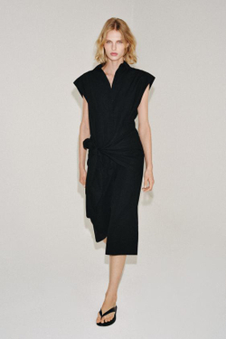 ZARA ПЛАТЬЕ-РУБАШКА С ПОЯСОМ — ZW COLLECTION, ЧЕРНЫЙ