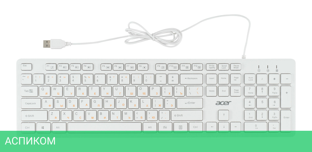 Клавиатура Acer OKW123 белый (ZL.KBDEE.00D)