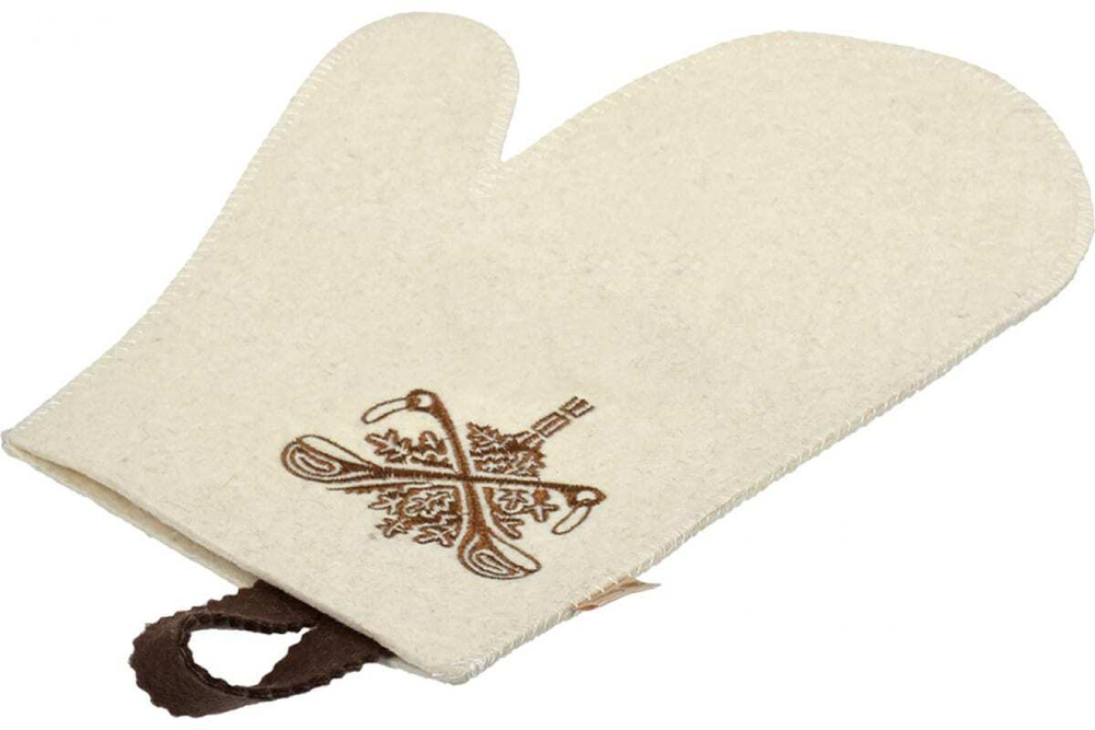 РУКАВИЦА БЕЛАЯ С ВЫШИТЫМ ЛОГОТИПОМ БАННЫЕ ШТУЧКИ 41419