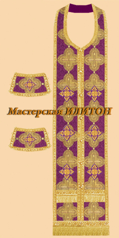 Требный комплект фиолетовый с золотом из шелка.