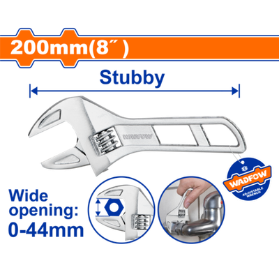 Ключ разводной 180 мм, 0-44 мм (6/36) WADFOW WAW7108